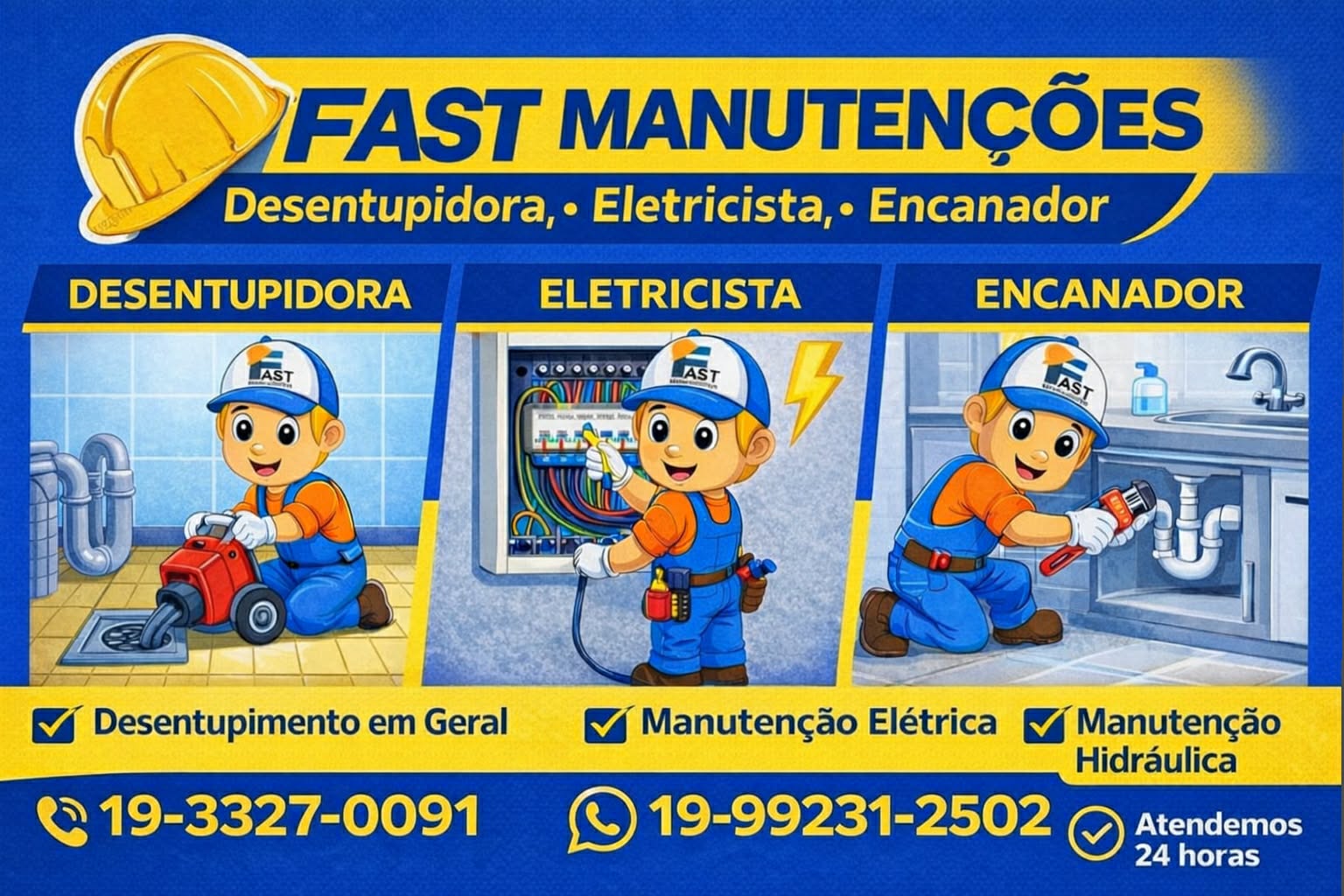 Desentupidora, Eletricista, Encanador em Campinas 19-99231-2502 Fast Manutenções - Foto 1