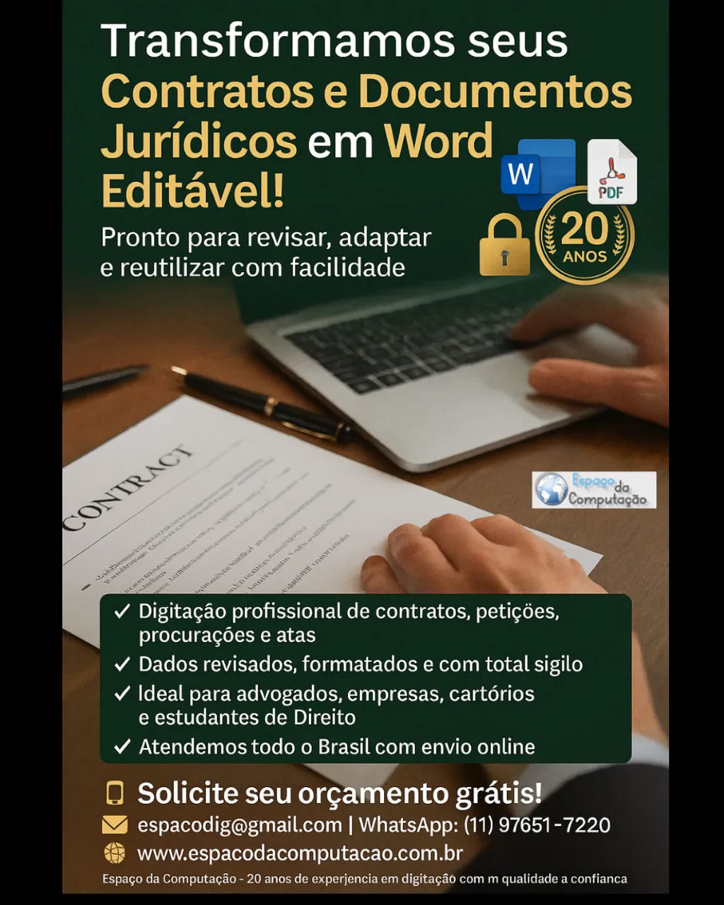 Digitação de Contratos e Documentos Jurídicos no Word de forma editável