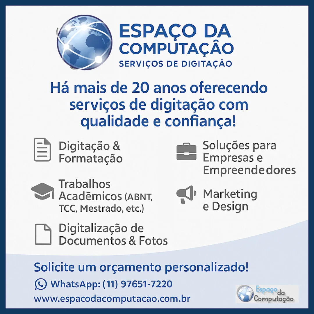Serviços de Digitação Profissional - A gente digita, formata e entrega pronto!
