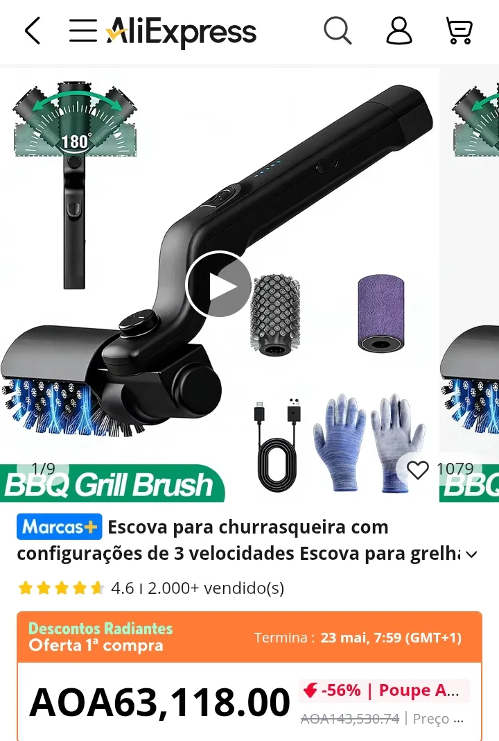 BBQ Grill Brush 3-Speed Settings Electric Grill Brush,180° Adjustable - Foto 1